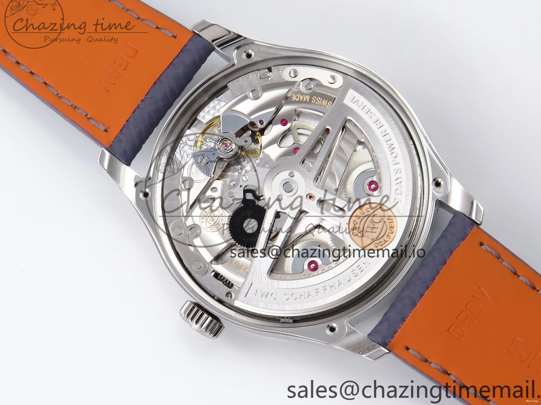 MIROTIME 0601 Lightweight Portugieser Automatic SS IW501708 APSF 1:1 Best Edition Light Blue Dial on Gray Leather Strap A 7012